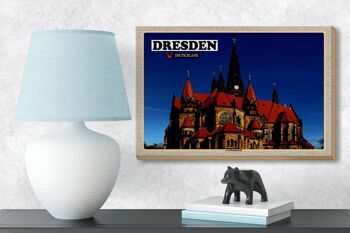 Panneau en bois villes Dresde Allemagne Ganisonskirche 18x12 cm 3