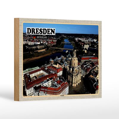 Letrero de madera ciudades Dresden Alemania Neustadt 18x12 cm decoración