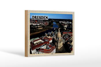 Panneau en bois villes Dresde Allemagne Neustadt 18x12 cm décoration 1