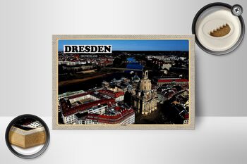 Panneau en bois villes Dresde Allemagne Neustadt 18x12 cm décoration 2