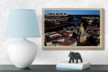 Panneau en bois villes Dresde Allemagne Neustadt 18x12 cm décoration 3