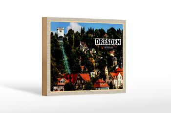 Panneau en bois villes Dresde Allemagne Loschwitz 18x12 cm décoration 1