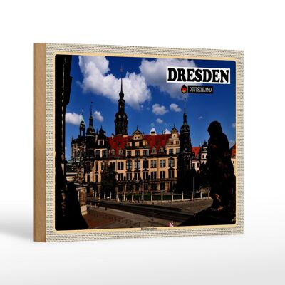 Letrero de madera ciudades Dresde residencia casa escultura 18x12 cm decoración