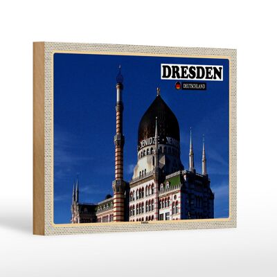 Holzschild Städte Dresden Deutschland Yenizde 18x12 cm Dekoration