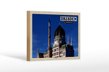 Panneau en bois villes Dresde Allemagne Yenizde 18x12 cm décoration 1