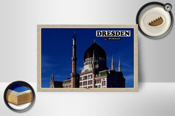Panneau en bois villes Dresde Allemagne Yenizde 18x12 cm décoration 2