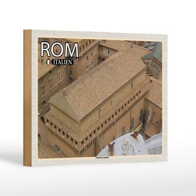 Cartello in legno viaggio Roma Italia Cappella Sistina 18x12 cm decorazione