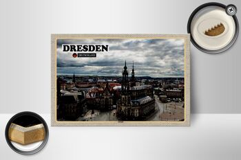 Panneau en bois villes Dresde Allemagne vieille ville 18x12 cm décoration 2