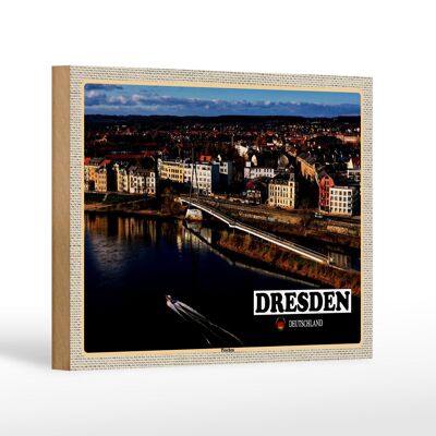 Letrero de madera ciudades Dresde Alemania Pieschen 18x12 cm decoración