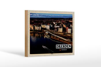 Panneau en bois villes Dresde Allemagne Pieschen 18x12 cm décoration 1