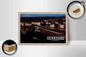 Panneau en bois villes Dresde Allemagne Pieschen 18x12 cm décoration 2