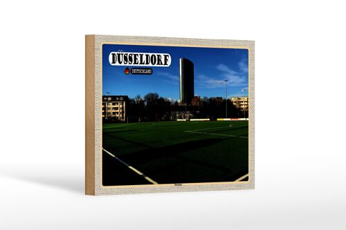 Holzschild Städte Düsseldorf Düsseltal Fußballplatz 18x12 cm