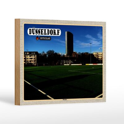Cartel de madera ciudades Düsseldorf campo de fútbol Düsseltal 18x12 cm