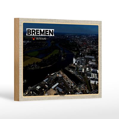 Letrero de madera ciudades Bremen Alemania Hemelingen 18x12 cm decoración