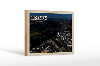 Panneau en bois villes Brême Allemagne Hemelingen 18x12 cm décoration 1