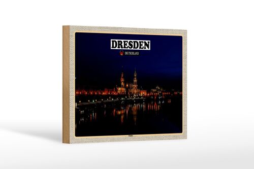 Holzschild Städte Dresden Deutschland Elbufer 18x12 cm Dekoration