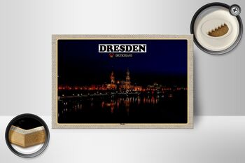 Panneau en bois villes Dresde Allemagne rives de l'Elbe 18x12 cm décoration 2