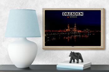 Panneau en bois villes Dresde Allemagne rives de l'Elbe 18x12 cm décoration 3