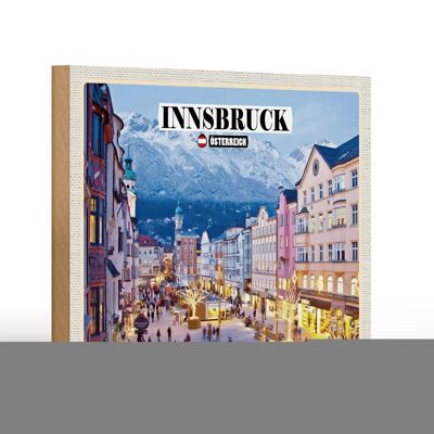 Holzschild Reise Innsbruck Österreich Weihnachten 18x12 cm Dekoration