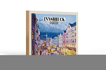 Panneau en bois voyage Innsbruck Autriche Noël 18x12 cm décoration 1