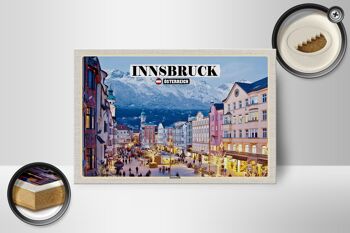 Panneau en bois voyage Innsbruck Autriche Noël 18x12 cm décoration 2
