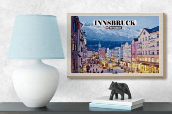 Panneau en bois voyage Innsbruck Autriche Noël 18x12 cm décoration 3