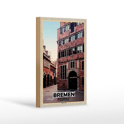 Targa in legno città Brema Germania Bremerhaven 12x18 cm decorazione