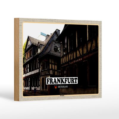 Cartello in legno città Francoforte Bornheim centro storico 18x12 cm decorazione