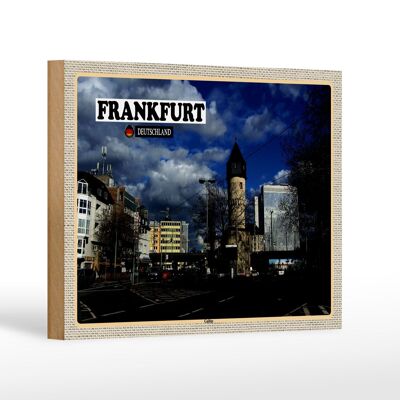 Cartel de madera ciudades Frankfurt Gallus casco antiguo 18x12 cm regalo