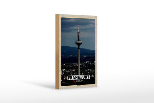 Holzschild Städte Frankfurt Europaturm Ausblick 18x12 cm Dekoration