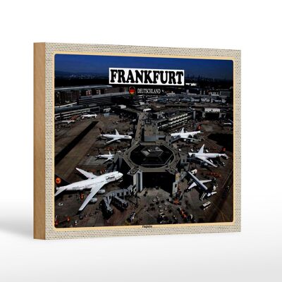 Letrero de madera ciudades Frankfurt Aeropuerto 18x12 cm decoración