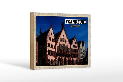 Holzschild Städte Frankfurt Römer Architektur 18x12 cm Dekoration