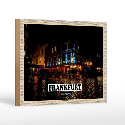 Cartel de madera ciudades Restaurante Frankfurt Sachsenhausen 18x12 cm