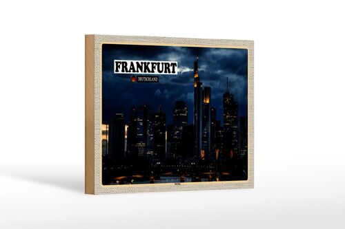Holzschild Städte Frankfurt Skyline Wolkenkratzer 18x12 cm Dekoration