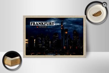 Panneau en bois villes gratte-ciel de Francfort 18x12 cm décoration 2