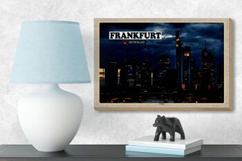 Panneau en bois villes gratte-ciel de Francfort 18x12 cm décoration 3