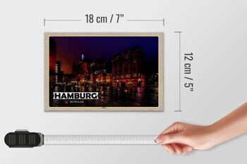 Panneau en bois villes Hambourg Altona ville nuit 18x12 cm décoration 4