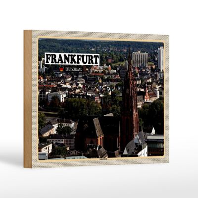 Wooden sign cities Frankfurt Imperial Cathedral Church 18x12 cm gift