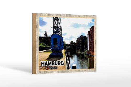 Holzschild Städte Hamburg Barmbeck Fluss 18x12 cm Geschenk