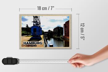 Panneau en bois villes Hambourg rivière Barmbeck 18x12 cm cadeau 4