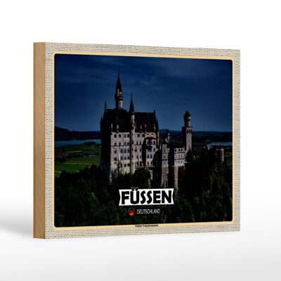 Cartello in legno città Füssen Castello di Neuschwanstein 18x12 cm decorazione