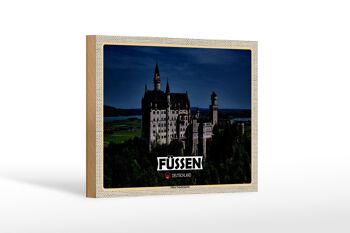 Panneau en bois villes Füssen Château de Neuschwanstein 18x12 cm décoration 1