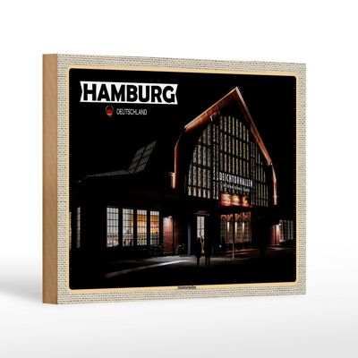 Targa in legno città Amburgo Deichtorhallen art 18x12 cm decorazione