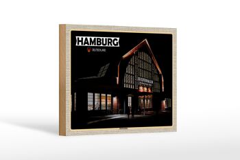 Panneau en bois villes Hambourg Deichtorhallen art 18x12 cm décoration 1