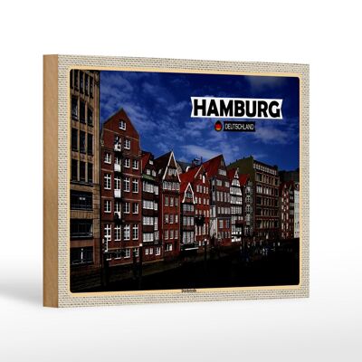 Holzschild Städte Hamburg Deichstraße Fluss 18x12 cm Geschenke