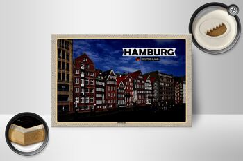 Panneau en bois villes Hambourg Deichstrasse rivière 18x12 cm cadeaux 2