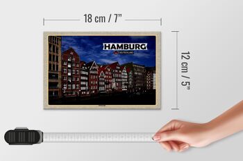 Panneau en bois villes Hambourg Deichstrasse rivière 18x12 cm cadeaux 4