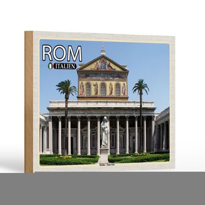 Cartello in legno viaggio Roma Italia Basilica di San Paolo 18x12 cm decorazione