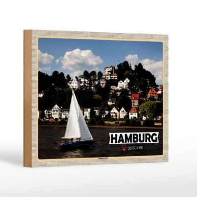 Cartel de madera ciudades Hamburgo escalera distrito barco 18x12 cm decoración