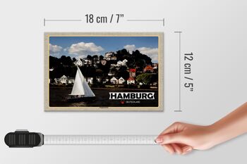 Panneau en bois villes Hambourg escalier quartier bateau 18x12 cm décoration 4